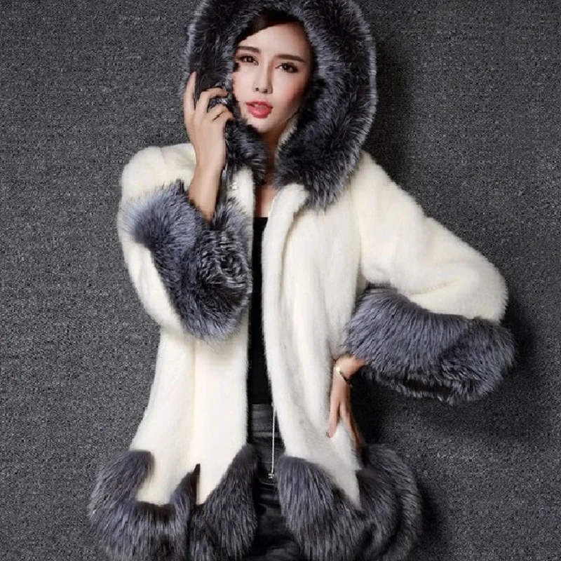 New 2019 Fluffy Faux Fur Coat Winter Thick Jacket Women's Fox Outerwear Women Overcoat Long Parka White Black | Женская одежда