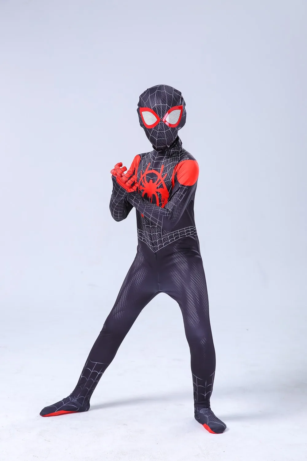 Черный Miles Morales человек паук 3D принт костюм взрослые дети Мальчики Человек-паук косплей-костюм супергерой Zentai Человек-паук костюм