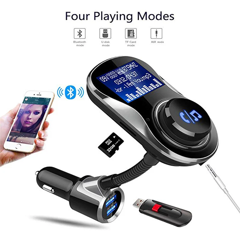 Bluetooth FM Transmitter for Car,Car Charger with 2 USB Charging Ports, Wireless Car Stereo