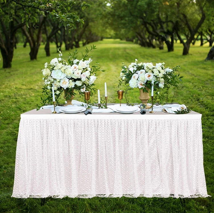 

Wedding Tulle Tutu Table Skirt Cloth Pink Kids Baby Shower Birthday Party Tablecloth White Christmas Decoration for Table Home