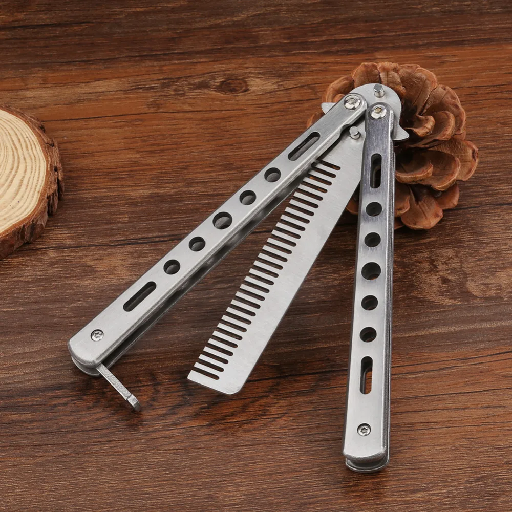 New Stainless Steel Practice Training Butterfly Knife Comb Tool Cool
