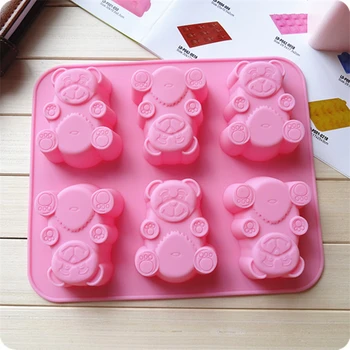 

Hot Sale 6 Little Bear Pastry Mold Handmade Soap Mold DIY Material Soft Silicone Mold Finished Product Soap 50G Freight Free