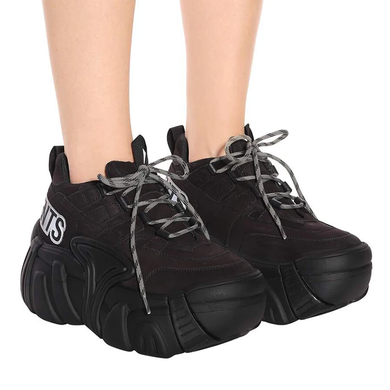 

SWEAR nubuck platform sneakers Lace Up Super High Platform Women Sneakers ultra-oversized rubber sole androgynous Women Shoes
