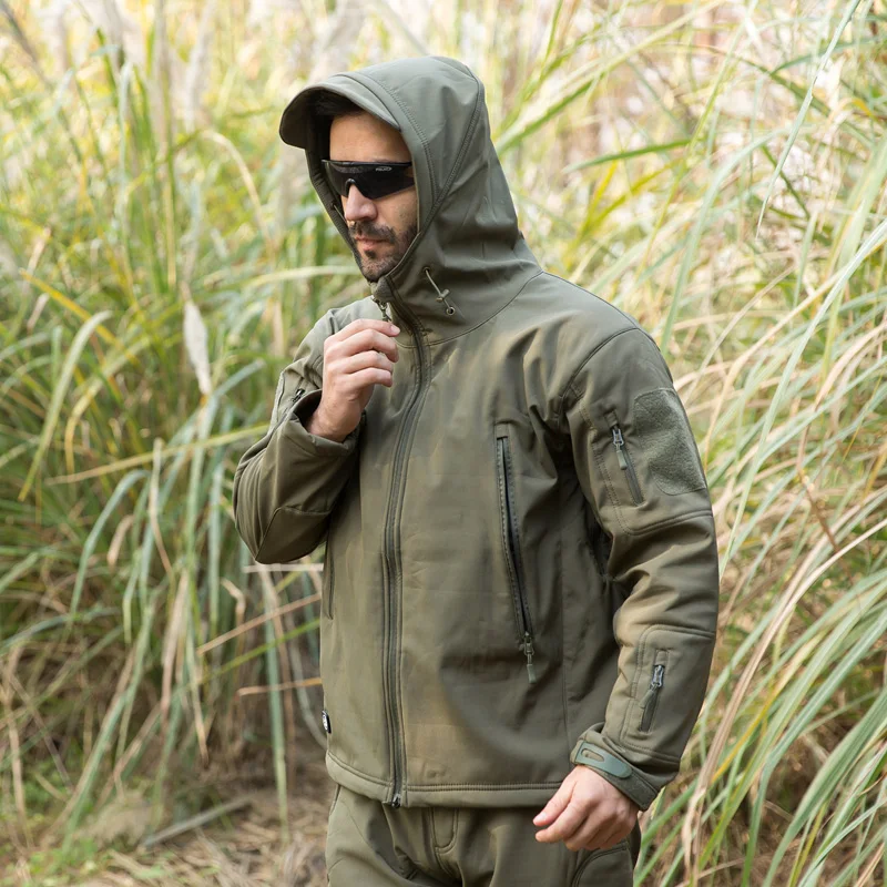 Online Shark Haut Militär Jacke Männer Softshell Waterpoof Camo Kleidung Taktische Camouflage Armee Hoody Jacke Männlichen Winter Mantel