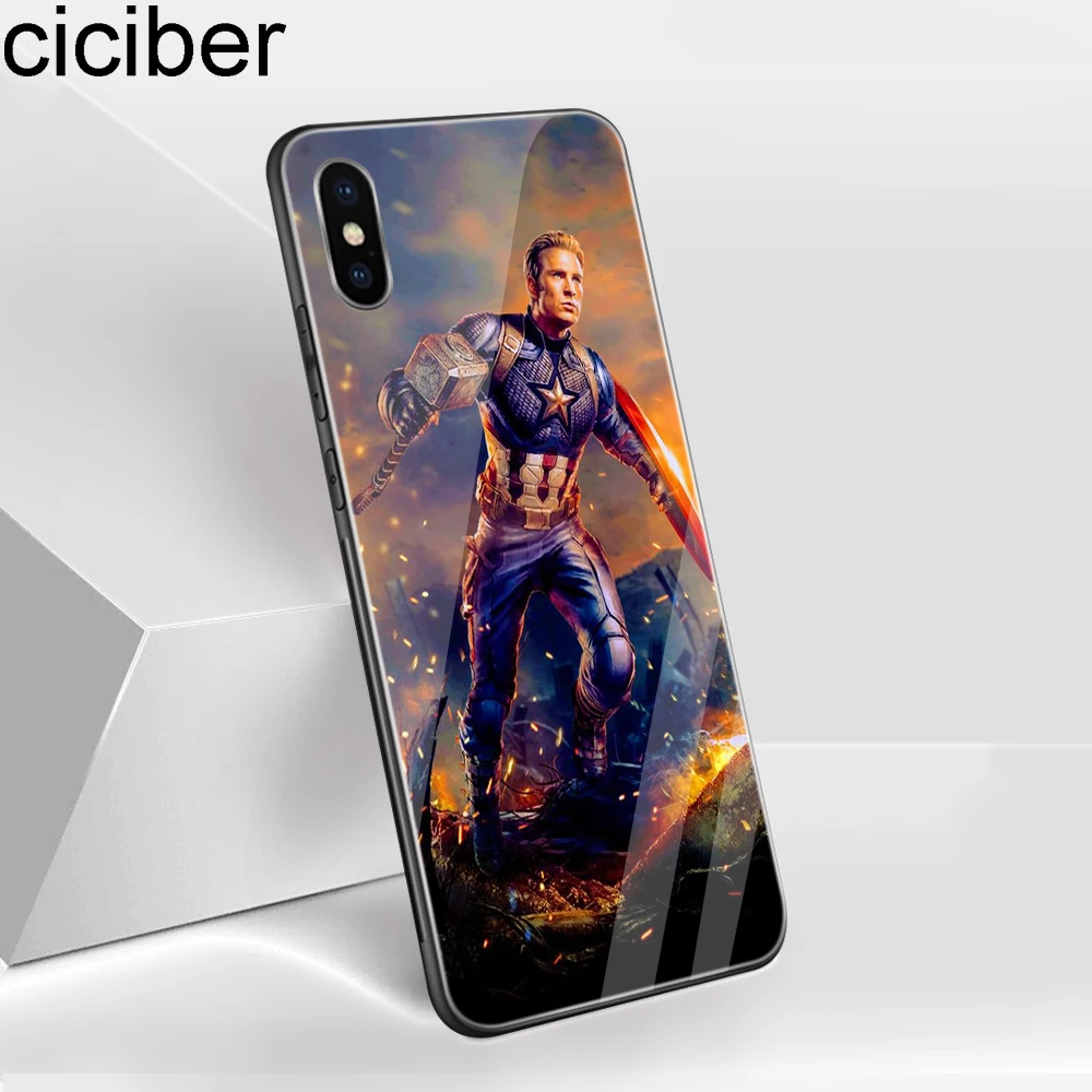 

ciciber Marvel Captain America Tempered Glass Cover For Apple iPhone 11 Pro Max X XR XS MAX 8 7 6 6S Plus Phone Cases Fundas