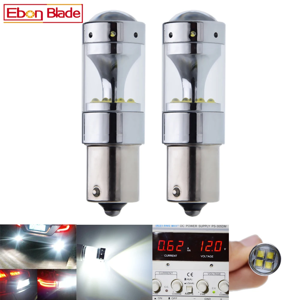 

2pcs P21W 1156 BA15S led bulb car lights 1600lm auto turn signal brake reverse light R5W cre'e xbd 60w 12v 24v automobiles lamp