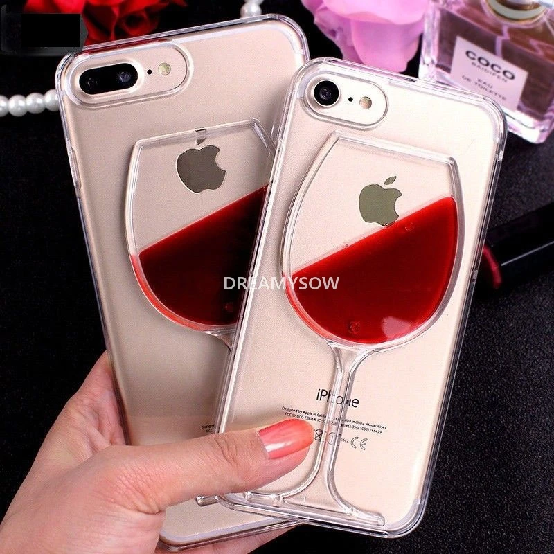 

Wine Beer Glass Transparent Protective Case for iPhone 5S SE 6 6S 7 8 Plus X XR XS Max Liquid Hard Back Cover Phone Accessories