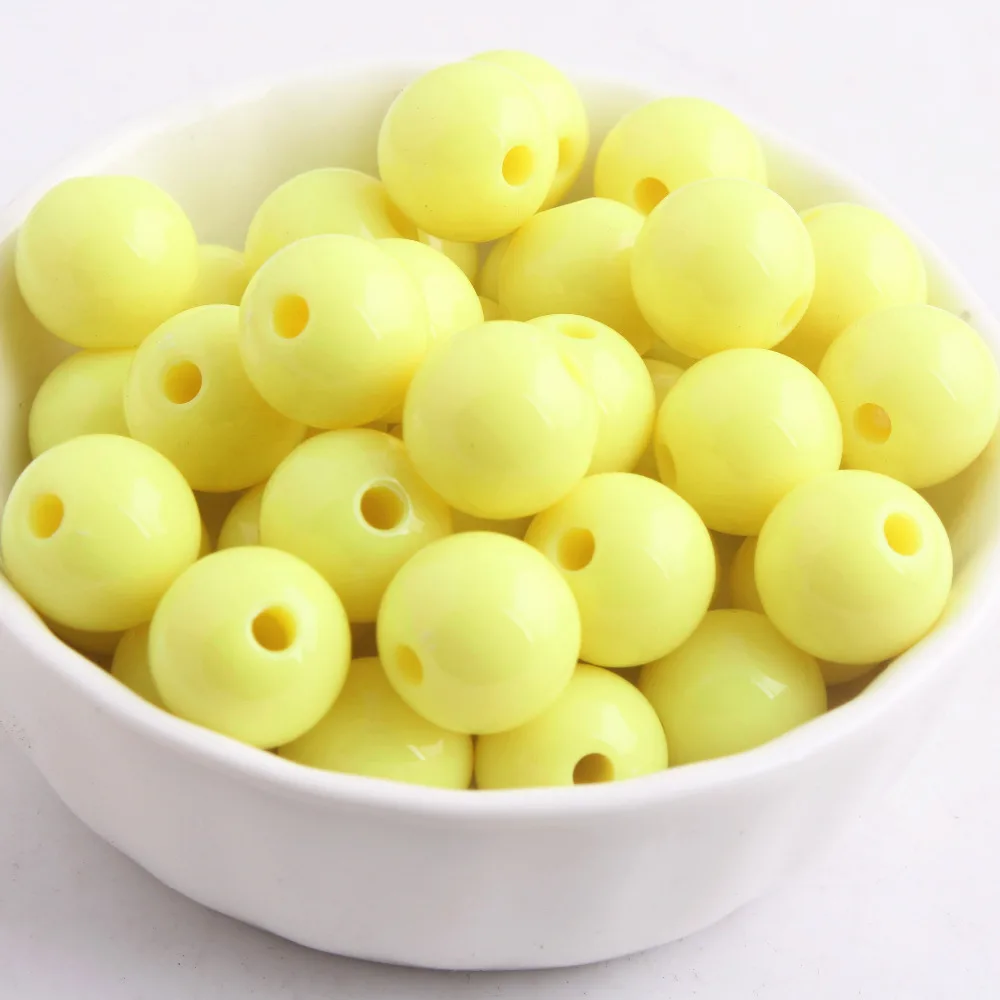 

Kwoi vita Wholesales bright yellow Color Chunky 20MM 100pcs Acrylic Solid Bubble Gumball Beads for Kids Necklace Making