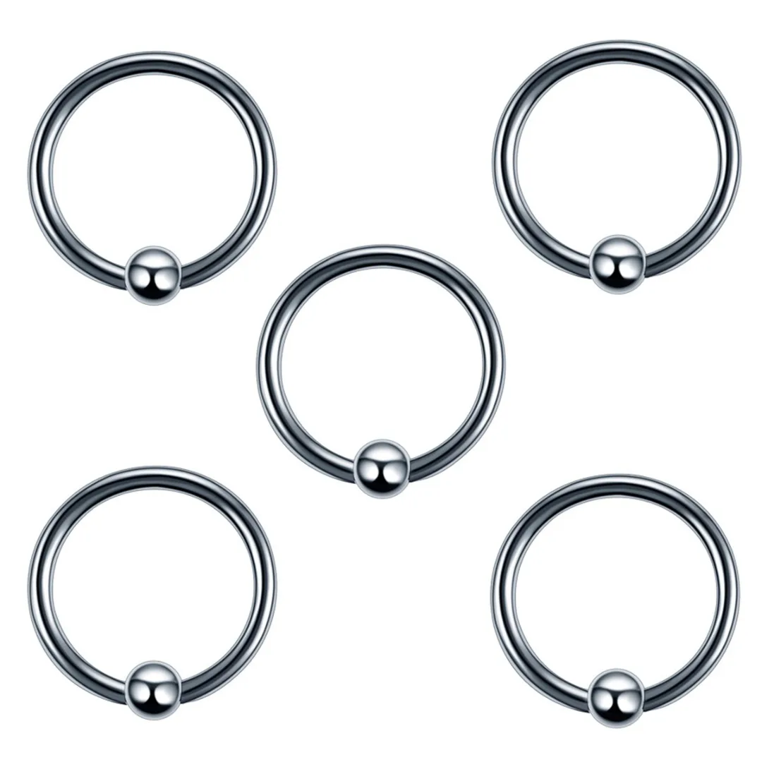 60pcs/lot Stainless Steel Mixed Ear Nose Lip Eyebrow Tongue Ring Captive Bead Ring For Women Men Hip Hop Body Piercing Jewelry