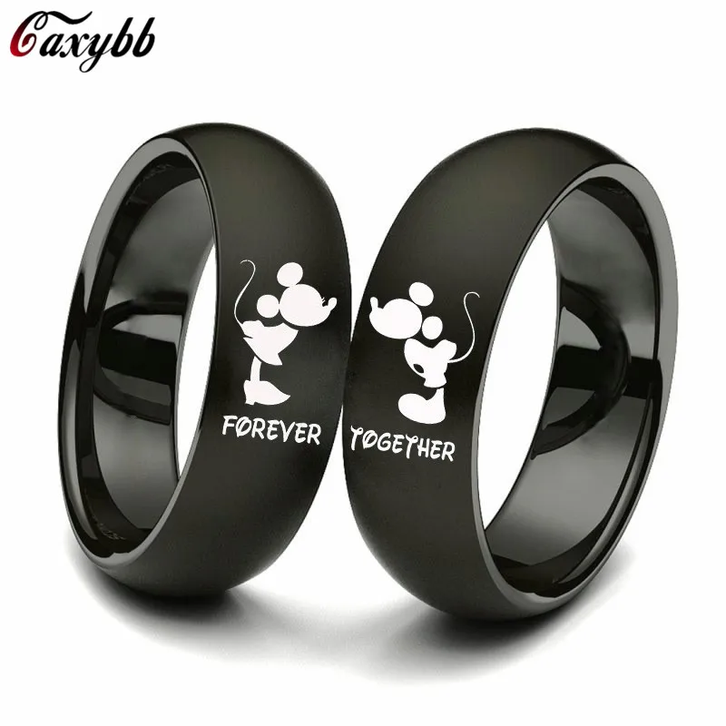 Forever Together свадебные кольца для мужчин и женщин черный цвет пара Promise Band Alliance Bijoux
