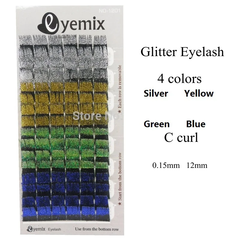 

Eyemix Top Quality Glitter Eyelashes 4 Colors Individual Eyelash Extension Blink False Eye Lash Freeshipping