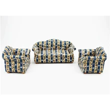 Кукольный домик 1/12 масштаб миниатюрная мебель полосатый лепесток гостиной диван и стул 3 шт. набор 12203