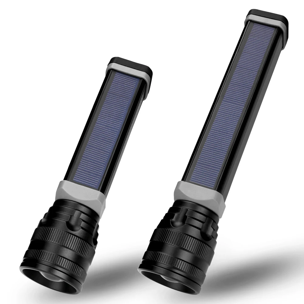 brightest flashlights Solar/USB Powered Flashlight Rechargeable Solar Flashlights 18650 Torch For Outdoor Camping Mobile Power Bank Built-in Battery coast torches