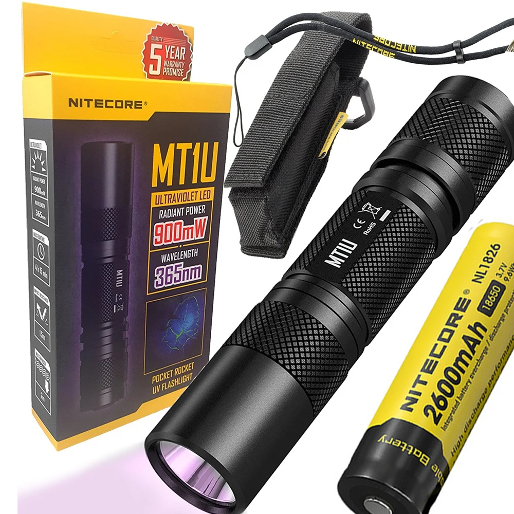 

NITECORE MT1U UV Led Light Handy Ultraviolet Flashlight for Outdoor Searching Fishing Hunting with 2600mAh battery