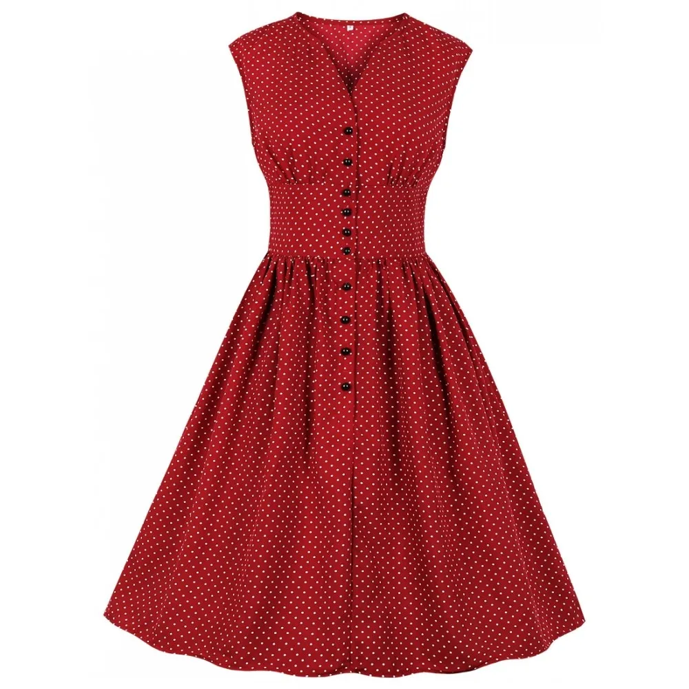 

3XL 4XL Plus Size Summer Elegant Party Dress Office Lady Women Dresses Casual Robe Button Polka Dot Print Retro Rockabilly Dress