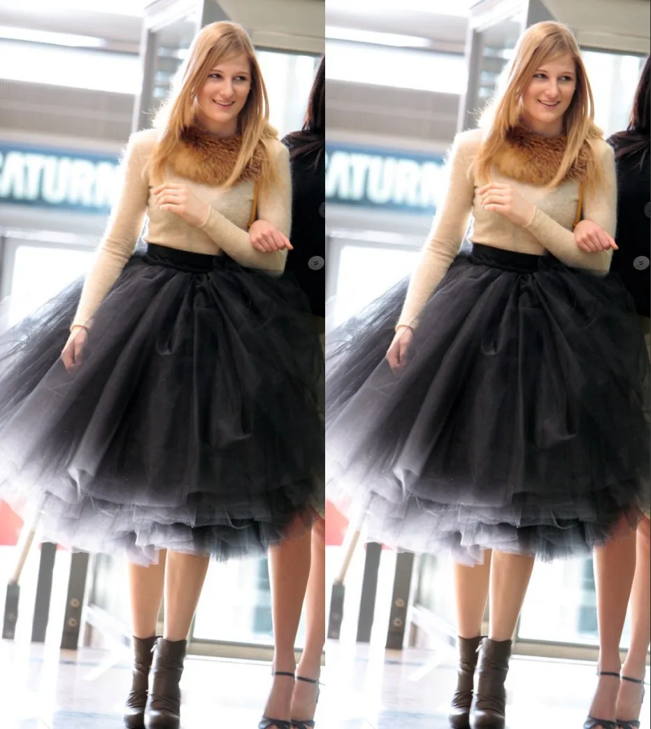 Новая мода новейшие дизайны Женская 5 слоев тюля атласная юбка по колено, сплошной естественный Цвет бальное платье юбка-пачка Для женщин