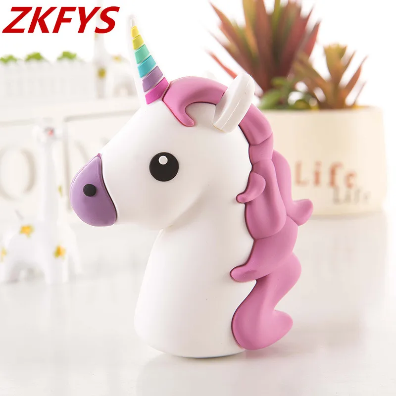 

Portable Emoji Power Bank Unicorn Cartoon External Battery Charger Case Pack For iPhone 6 7 8 5S X Samsung Xiaomi Huawei Oneplus