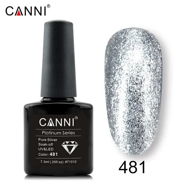 CANNI 7.5ml Platinum Glitter Effect Nail Gel Polish - 481