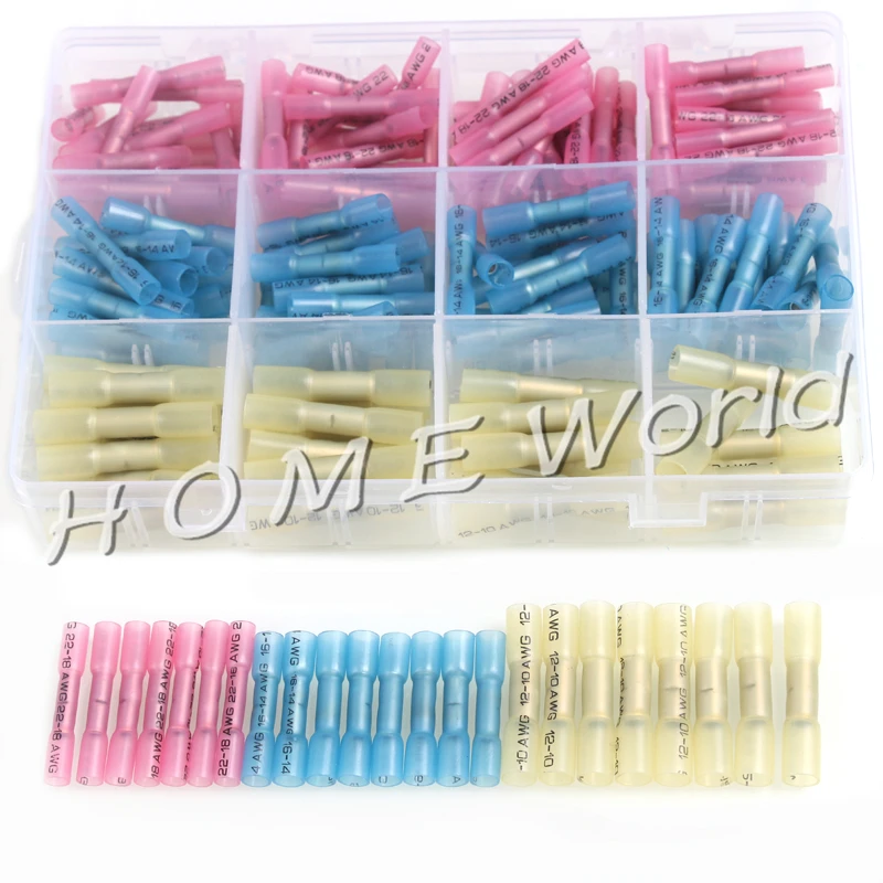 

180pcs Thickened Insulated Waterproof Heat Shrink Terminals Cable Wire Crimp Shrinkable Butt Connectors Kit 0.5-6.0mm2