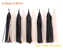 25*35cm 10pcs/pack Black and White Tissue Paper Tassel Garland Birthday Wedding Baby Shower Party Decorations