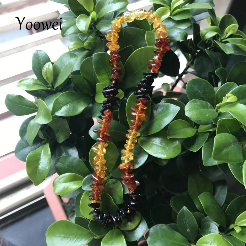Jual Yoowei Alami Amber Chip Kalung untuk Bayi Dewasa Hadiah Tidak Teratur Asli Manik Kalung Baltic Amber Gelang Grosir
