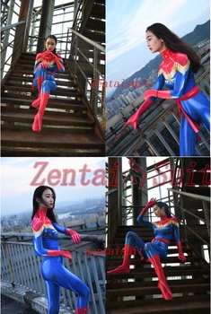 

Free Shipping 3D Printing Ms.Captain Marvel Carol Danvers Cosplay Costume Women Superhero Costume For Lady/Girl/Female