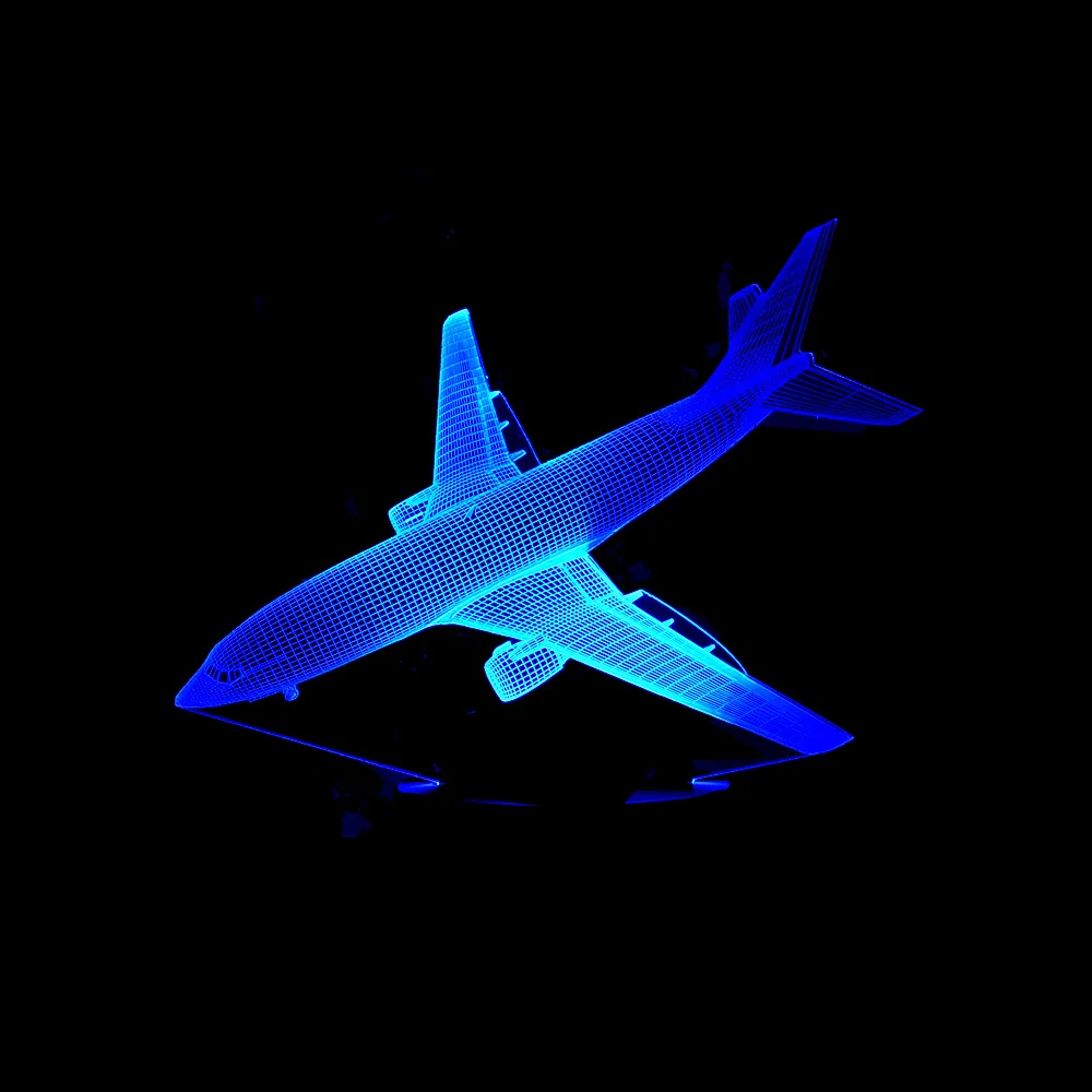 Прохладный Самолет 3D сенсорный светодиодный ночной Светильник Спальня Магазин Бар Декор Светильник Авто Цвет Изменение Настольная лампа