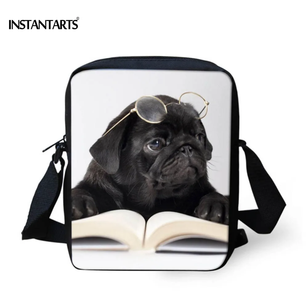 INSTANTARTS Funny Pug Dog Small Messenger Bags for Women Designer 3D