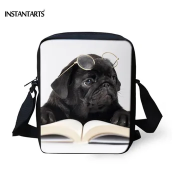 

INSTANTARTS Funny Pug Dog Small Messenger Bags for Women Designer 3D Animal Prints Female Travel Bag Brand Kids Cross Body Bags