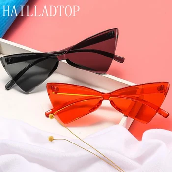 

Sexy Cat Eyey Bow Sunglasses Fashion One-piece Rimless Bow Eyeglasses Female Eyewear Sun Glasses PC Lens Oversized Reflective