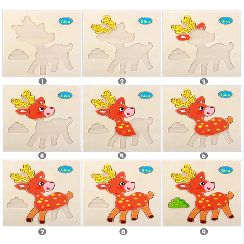 Dropshipping Wooden Puzzle Baby Jigsaw Toys For Children Cartoon Animal Truck Train Puzzles Intelligence puzzles Toy for kids  (6)