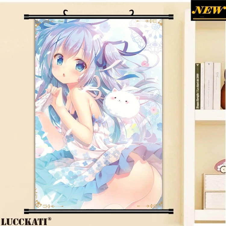 

40X60CM Gochiusa Gochuumon wa Usagi Desu ka Rabbit cameltoe loli cartoon anime wall picture mural scroll canvas painting poster