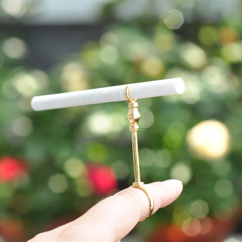 Дамское элегантное Ретро курительная трубка кольцо нефритовое кольцо полка поддержка для предотвращения пальцев пожелтевшее золото