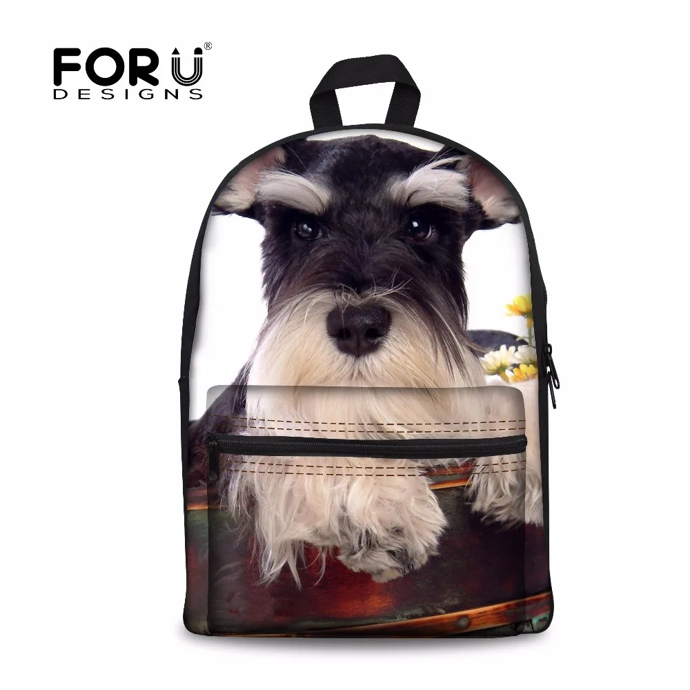 

FORUDESIGNS 2019 Children School Bags Shoulder Backpack 3D Schnauzer Dog Woman Book Bag For Student Mochilas Infantil Knapsack