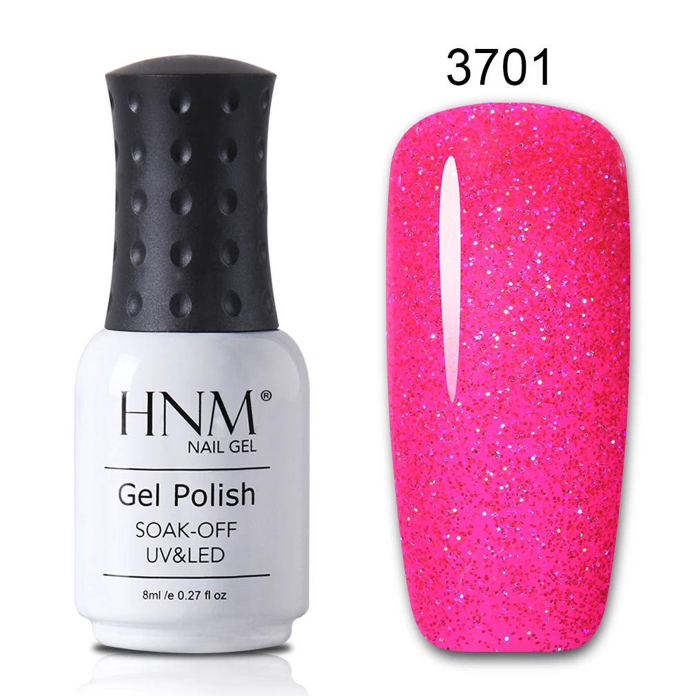 HNM, 8 мл, 38 цветов, блестящий неоновый и Платиновый Гель-лак для ногтей, блестящий полуперманентный лак, лак для маникюра - Цвет: 3701