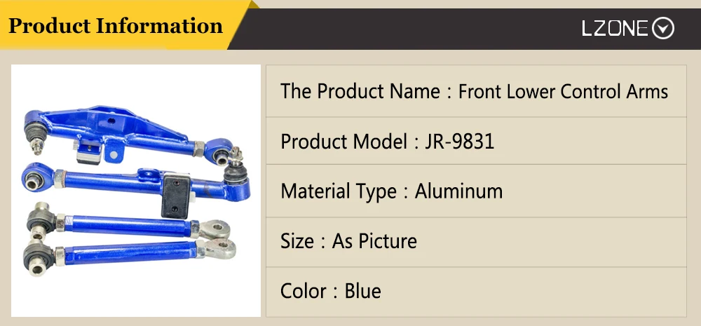 LZONE-передний нижний рычаг управления для NISSAN S13 Adj. Передний нижний рычаг управления-синий цвет JR9831B