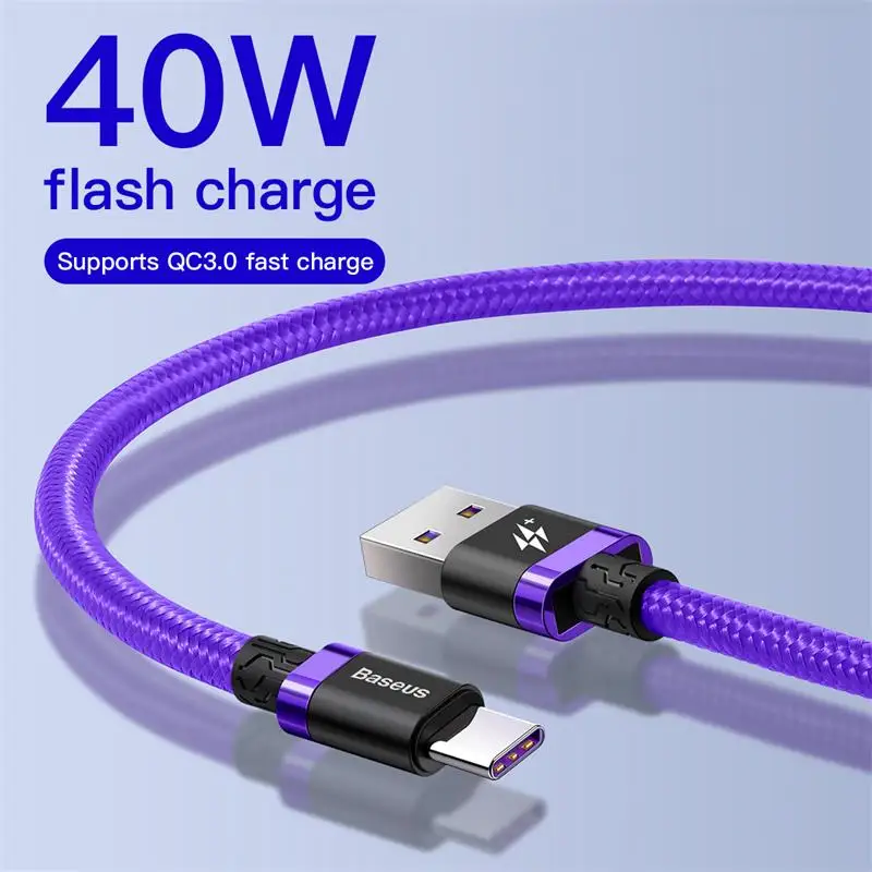 Baseus 5A أدائنا USB نوع C كابل علامة هواوي زميله 20 P20 لايت P30 سريعة تهمة 3.0 كابل ل Xiaomi 9 8 الهاتف المحمول كابل