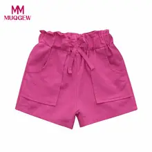 Новинка года; летняя одежда для мальчиков; Детские однотонные Хлопковые Штаны с бантом для маленьких девочек; пляжные шорты; Модная одежда; SS