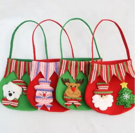 

5pcs/lot Christmas apple gift bag with snowman Santa Claus bear David's deer Candy bag Christmas decoration Christmas eve