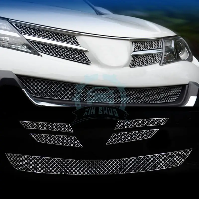 For Toyota RAV4 2013 2016 Stainless Front Hood Grilles Grill