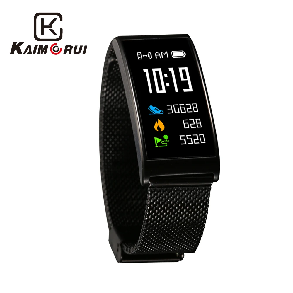 

Kaimorui Smart Bracelet IP68 Waterproof Colorful Screen Pedometer Heart Rate Monitor Stainless Steel Band Bluetooth Wristband