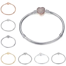 Горячая Распродажа, Посеребренная 3 мм Базовая цепочка в виде змеи, подходит для брендовых браслетов, самодельные очаровательные бусины, ювелирные изделия, браслет и браслеты для женщин