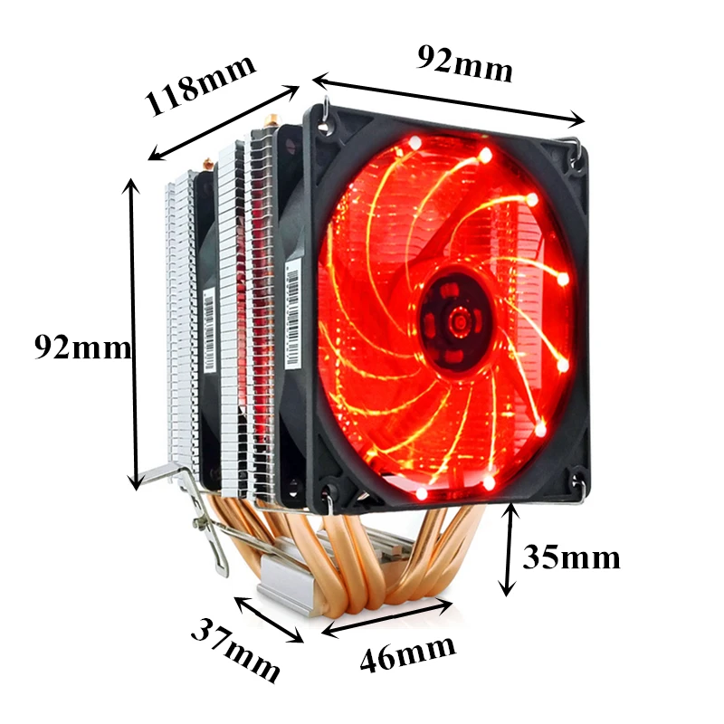 Для Intel LAG 1366 1155 1156 1151 1150 775 для AMD Socket AM3/AM2 3pin LED light Cooler Fan 6 Heatpipe Twin Tower 12 V