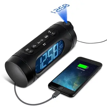 

FM Radio Watch LED Digital Alarm Clock Electronic Desk Table Projector Watch with Back light Nixie Clock With Projection Time