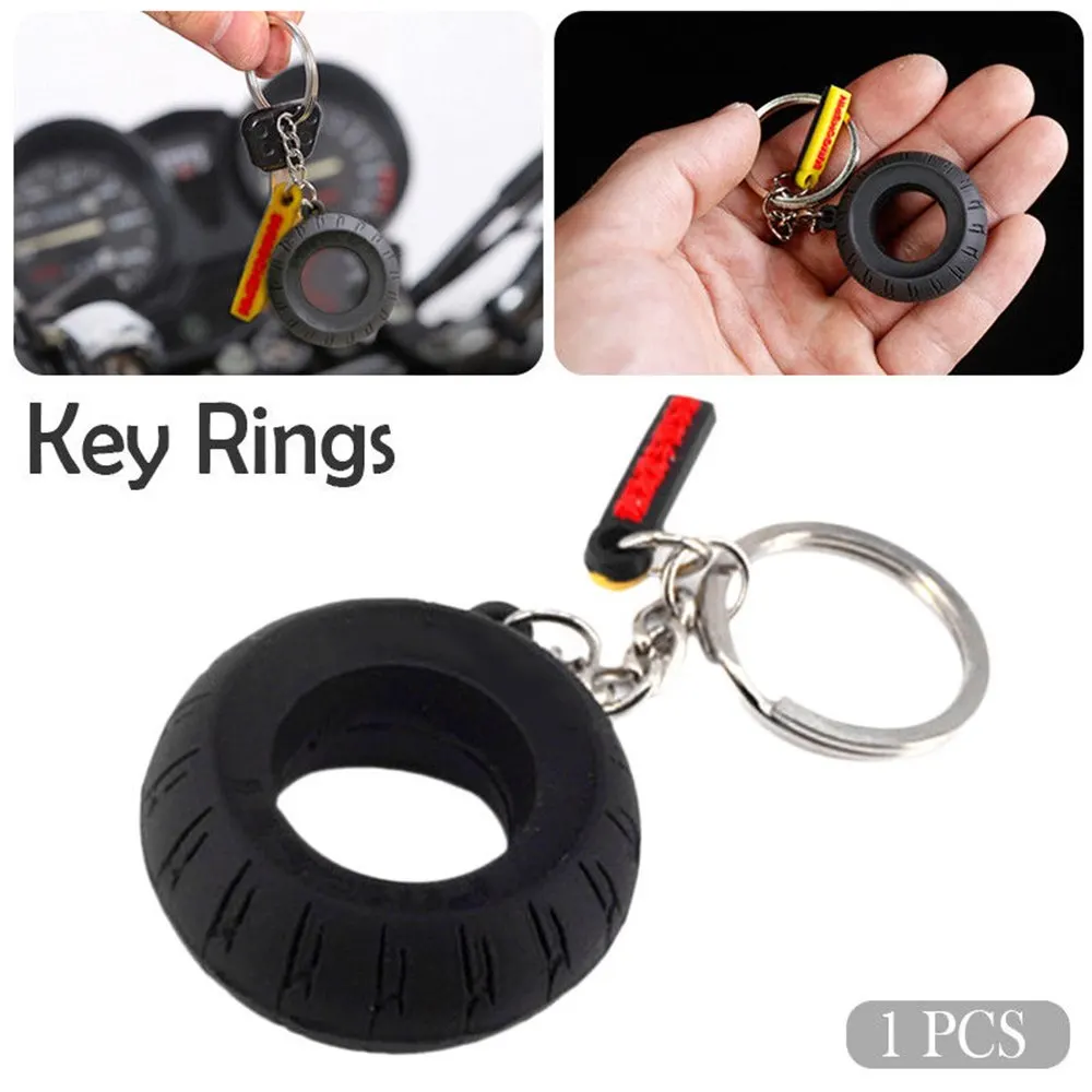 Fashion Pop Motorcycle Motorbike Tyre Keychains Key Chain Tire Keyring Key Ring Keyfob Rubber