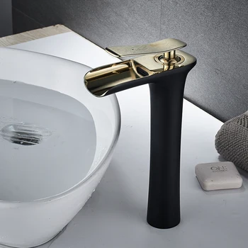 ORB Black Golden bathroom faucets basin Sink Mixer faucets Waterfall tall high bathroom sink Mixer Tap single handle ORB Black Golden bathroom faucets basin Sink Mixer faucets Waterfall tall high bathroom sink Mixer Tap single handle