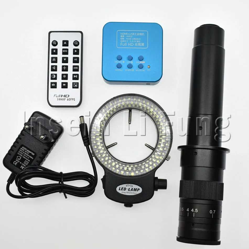 Full HD 20MP 1080P 60FPS HDMI USB Industriële Digitale Video Microscoop Camera + 10X-300X C-mount Lens + 144 LED Lichtbron Full HD 20MP 1080P 60FPS HDMI USB Industriële Digitale Video Microscoop Camera + 10X-300X C-mount Lens + 144 LED Lichtbron