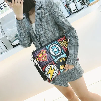 الرجعية مغلف مخلب بو الجلود مخلب حقيبة يد سيدة برشام فاسق رسول حقائب النساء سوبر بطل crossbody حقائب للنساء