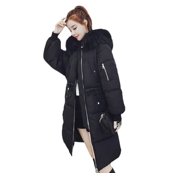 

Women's long jacket coat 2018 Korean winter down cotton jacket coat female thicken warm cotton padded coats womens parka jackets