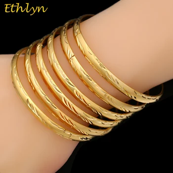 

Ethlyn 6pcs/lot Wholesale Gold Color Ethiopian Bangle Bracelet Ethiopia Africa Arab Charming Women Party Design B034